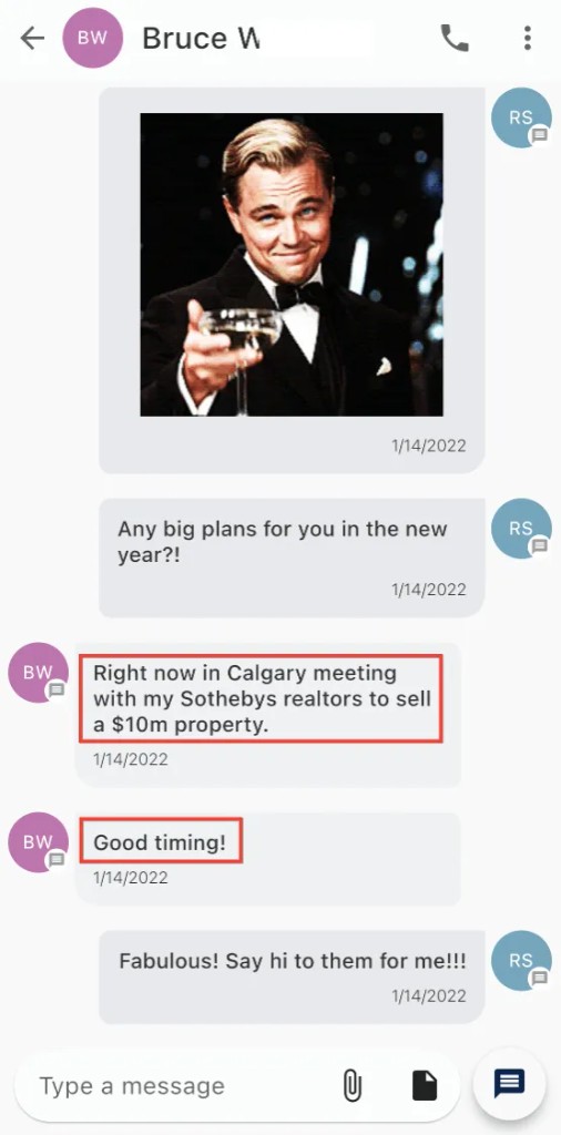 New Year text reveals a large deal